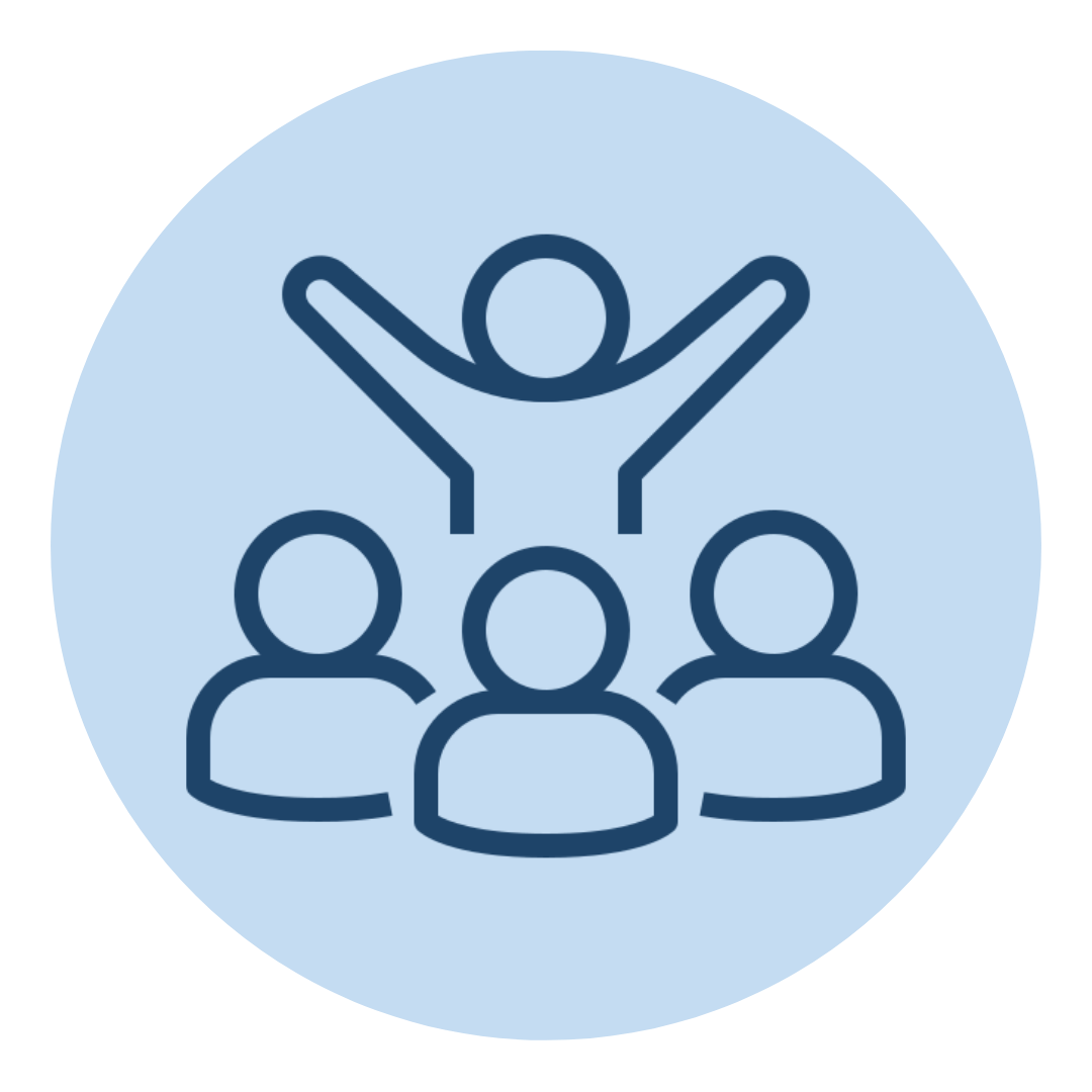 Illustratie van een leider die een team begeleidt en ondersteunt binnen een organisatie