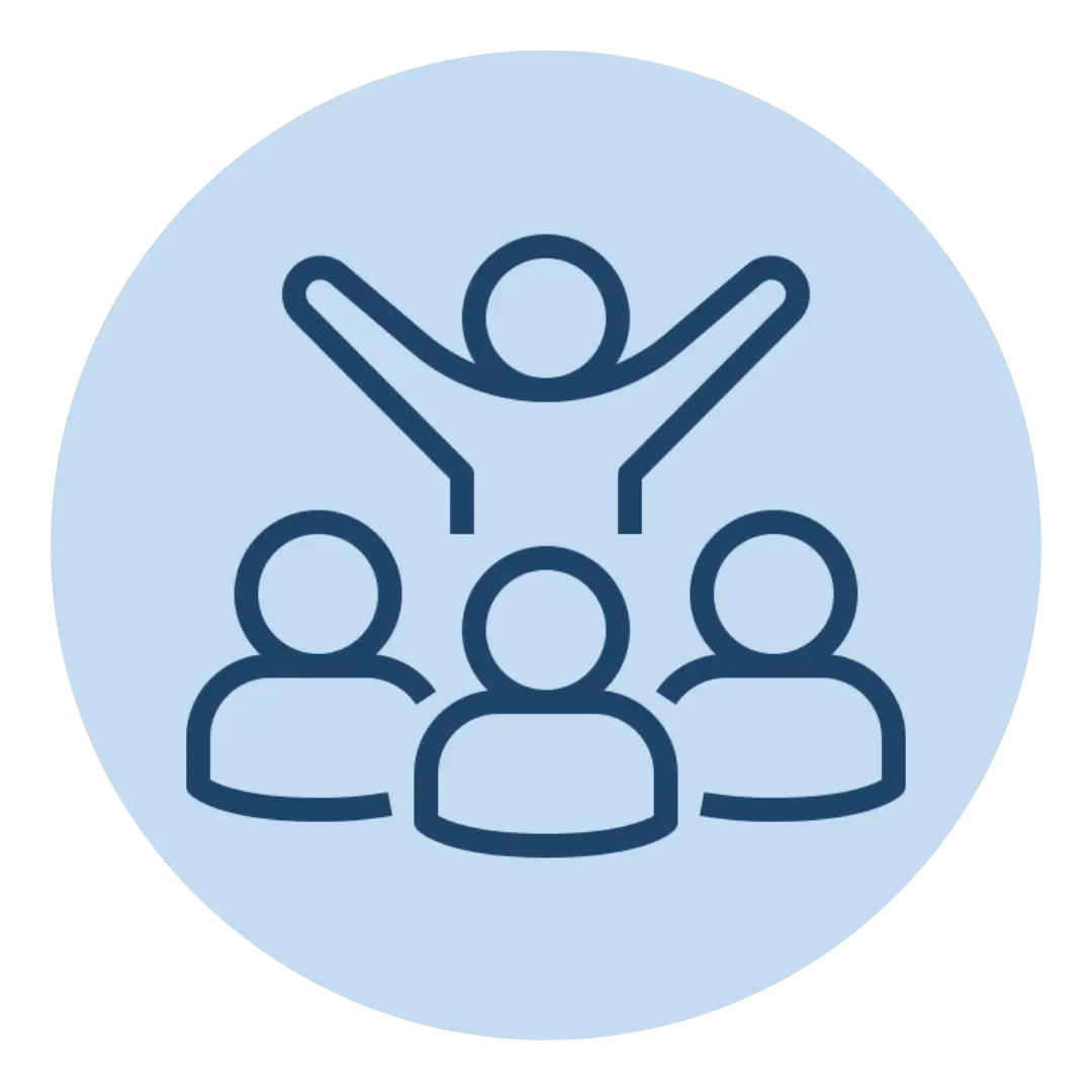 Illustratie van een leider die een team begeleidt en ondersteunt binnen een organisatie