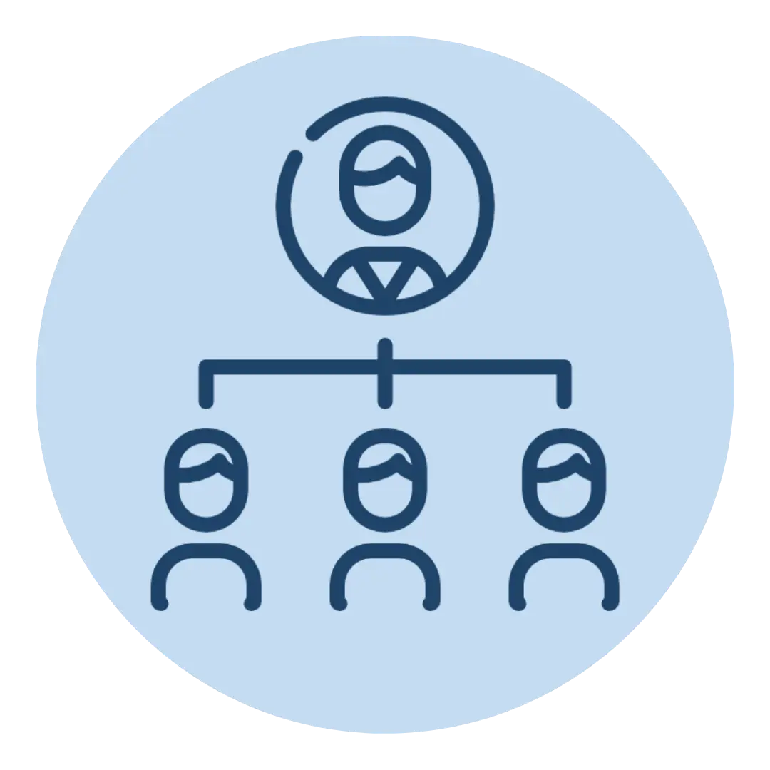Illustratie van een persoon die boven anderen staat in schema